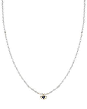 Meira T 14k Yellow Gold Sapphire, Diamond And Chalcedony Beaded Evil Eye Choker Necklace, 12