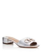 Salvatore Ferragamo Women's Metallic Leather & Swarovski Crystal Slide Sandals
