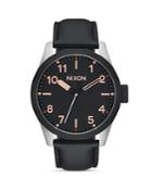 Nixon Safari Leather Strap Watch, 46mm