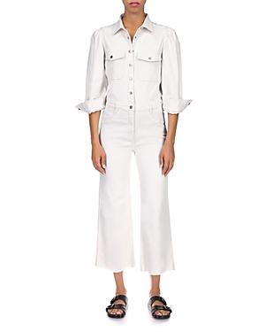 Dl1961 Freja Wide Leg Denim Jumpsuit In Ecru