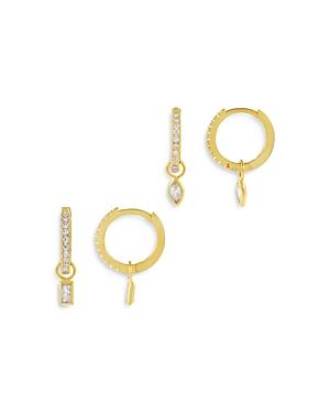 Adinas Jewels Mismatched Drop Huggie Hoop Earrings