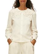 Whistles Lace Collared Cotton Blouse