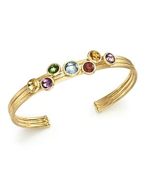 Marco Bicego 18k Yellow Gold Jaipur Three Strand Mixed Semi-precious Gemstone Cuff Bracelet