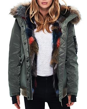 Sam. Multi Luxe Sloane Fur-lined Down Bomber Jacket