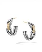 David Yurman Crossover Collection Cable Loop Hoop Earrings With 18k Yellow Gold