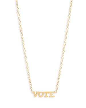 Zoe Chicco 14k Yellow Gold Itty Bitty Words Vote Pendant Necklace, 16