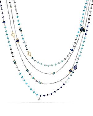 David Yurman Bead Necklace With Lapis Lazuli, Hampton Blue Topaz, Hematine And 18k Gold
