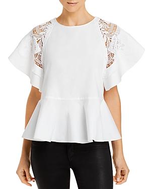 Alberta Ferretti Lace Trim Peplum Top