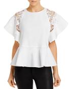 Alberta Ferretti Lace Trim Peplum Top