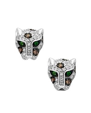 Bloomingdale's Diamond & Tsavorite Panther Stud Earrings In 14k White Gold - 100% Exclusive