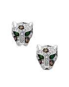 Bloomingdale's Diamond & Tsavorite Panther Stud Earrings In 14k White Gold - 100% Exclusive