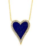 Moon & Meadow 14k Yellow Gold Lapis & Diamond Heart Pendant Necklace, 18 - 100% Exclusive