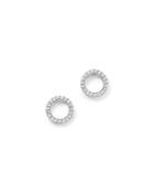 Diamond Circle Stud Earrings In 14k White Gold, .20 Ct. T.w- 100% Exclusive