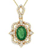 Bloomingdale's Emerald & Diamond Art Deco Pendant Necklace In 14k Yellow Gold, 18- 100% Exclusive