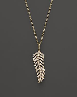 Kc Designs Diamond Feather Necklace In 14k Yellow Gold, 16