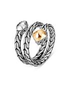 John Hardy Sterling Silver & 18k Yellow Gold Classic Chain Hammered Wrap Ring