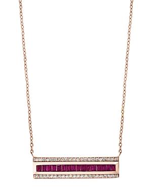 Bloomingdale's Ruby & Diamond Bar Necklace In 14k Rose Gold, 18 - 100% Exclusive