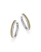 Diamond Beaded Hoop Earrings In 14k White And Yellow Gold, .25 Ct. T.w. - 100% Exclusive