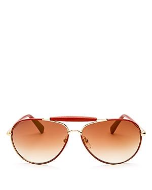 Longchamp Heritage Family Mirrored Brow Bar Aviator Sunglasses, 65mm