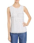 Nic+zoe Dot & Stripe Embroidered Top