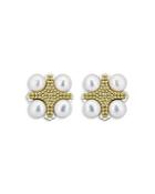 Lagos 18k Yellow Gold & Sterling Silver Freshwater Pearl Stud Earrings