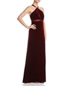 Aidan Mattox Satin-trimmed Velvet Gown - 100% Exclusive