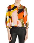 Karl Lagerfeld Paris Three Quarter Sleeve Geo Pattern Blouse