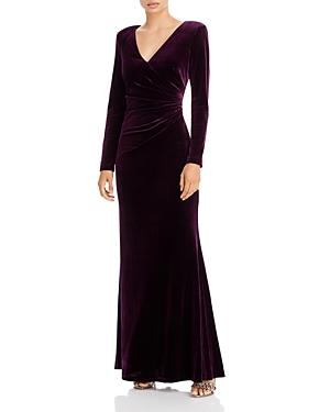 Eliza J Long Sleeve V Neck Gown