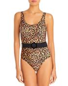 Solid & Striped The Annemarie Printed Belted One Piece Swimsuit