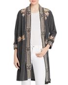 Johnny Was Marushka Embroidered Jersey Duster Cardigan