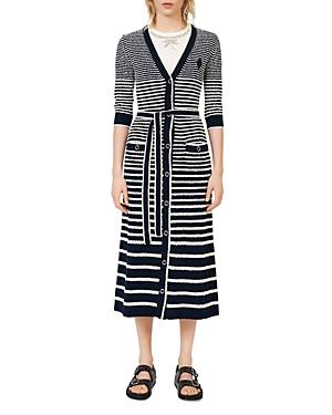 Maje Myplage Long Striped Cardigan