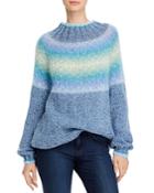 Rose Carmine Mock-neck Striped Sweater