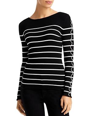 T Tahari Striped Ruffled Sweater