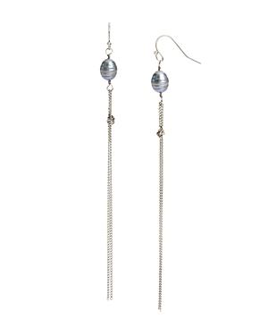 Allsaints Cultured Freshwater Pearl & Chain Linear Drop Earrings