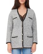 Maje Misa Chain Trim Metallic Knit Cardigan