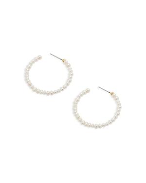 Lele Sadoughi Freshwater Pearl Beaded Hoop Earrings In 14k Gold Plate