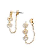 Baublebar Amor Cubic Zirconia Heart & Chain Front To Back Earrings In 14k Gold Plated Sterling Silver