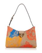 Salvatore Ferragamo Trifolio Embroidered Woven Shoulder Bag