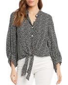 Karen Kane Tie-front Blouson-sleeve Blouse