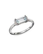 Bloomingdale's Aquamarine & Diamond Accent Stacking Ring In 14k White Gold - 100% Exclusive