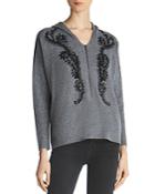 The Kooples Embroidered Zip-up Hooded Sweater