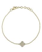 Moon & Meadow 14k Yellow Gold Diamond Clover Chain Bracelet