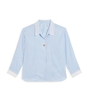 Sandro Striped Lace Trim Shirt