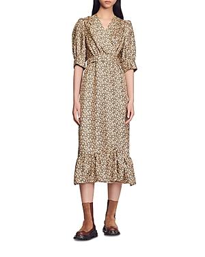 Sandro Enrika Silk Midi Dress