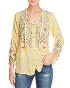 Johnny Was Los Angeles Arges Embroidered Blouse