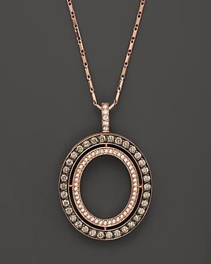 Brown And White Diamond Oval Pendant Necklace In 14k Rose Gold, 1.0 Ct. T.w. - 100% Exclusive