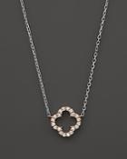 Diamond Clover Pendant Necklace In 14k Rose And White Gold, .10 Ct. T.w.