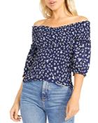 Bb Dakota X Steve Madden Lost In Yesterday Smocked Floral Off-the-shoulder Top