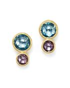Marco Bicego 18k Yellow Gold Jaipur Two Stone Earrings With Blue Topaz And Amethyst