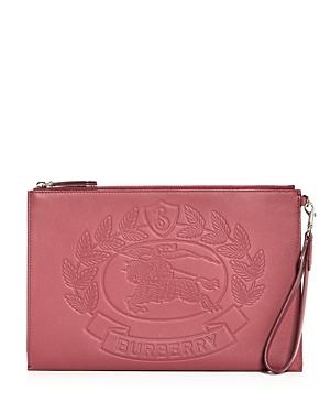 Burberry Edin Embossed Crest Leather Wristlet Pouch